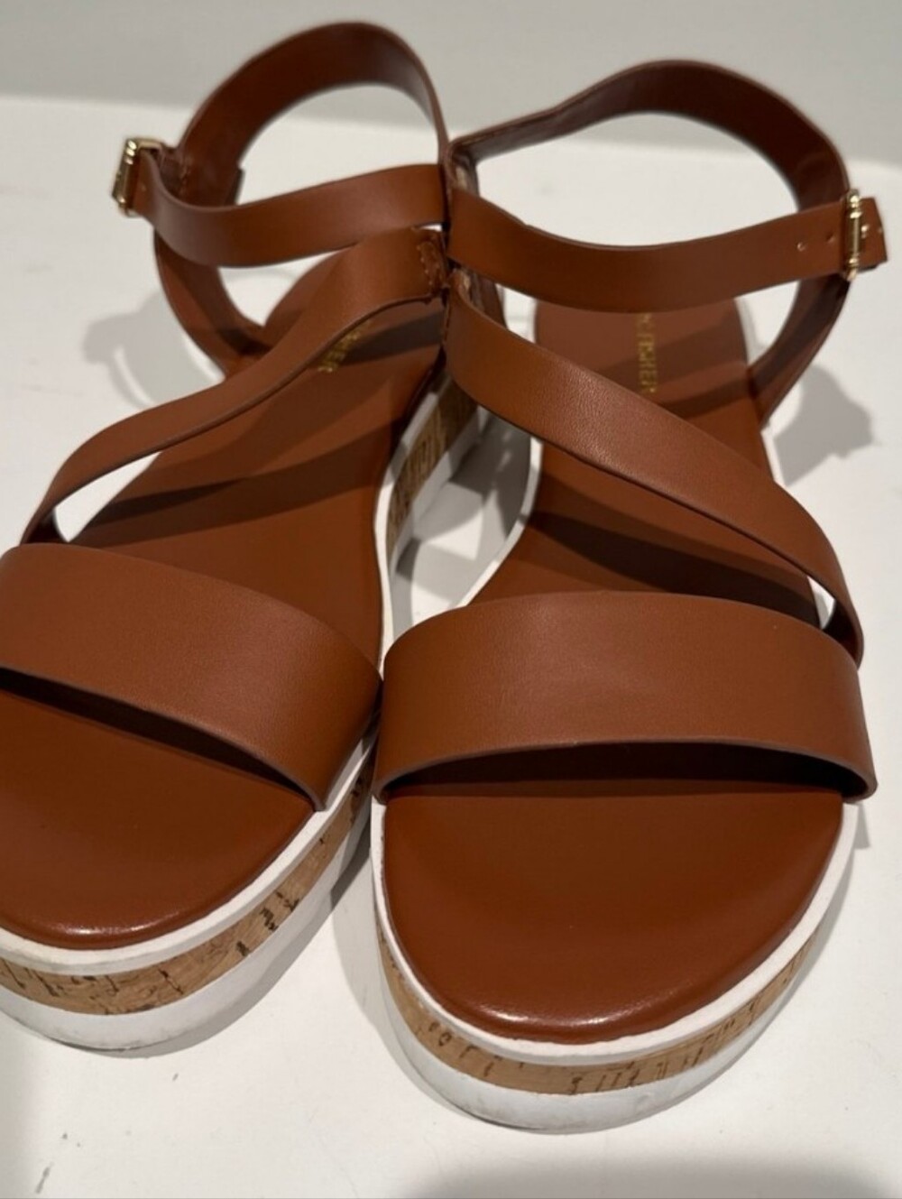 Marc Fisher Brown Leather Platform Women's Sandals Size 8 Like New